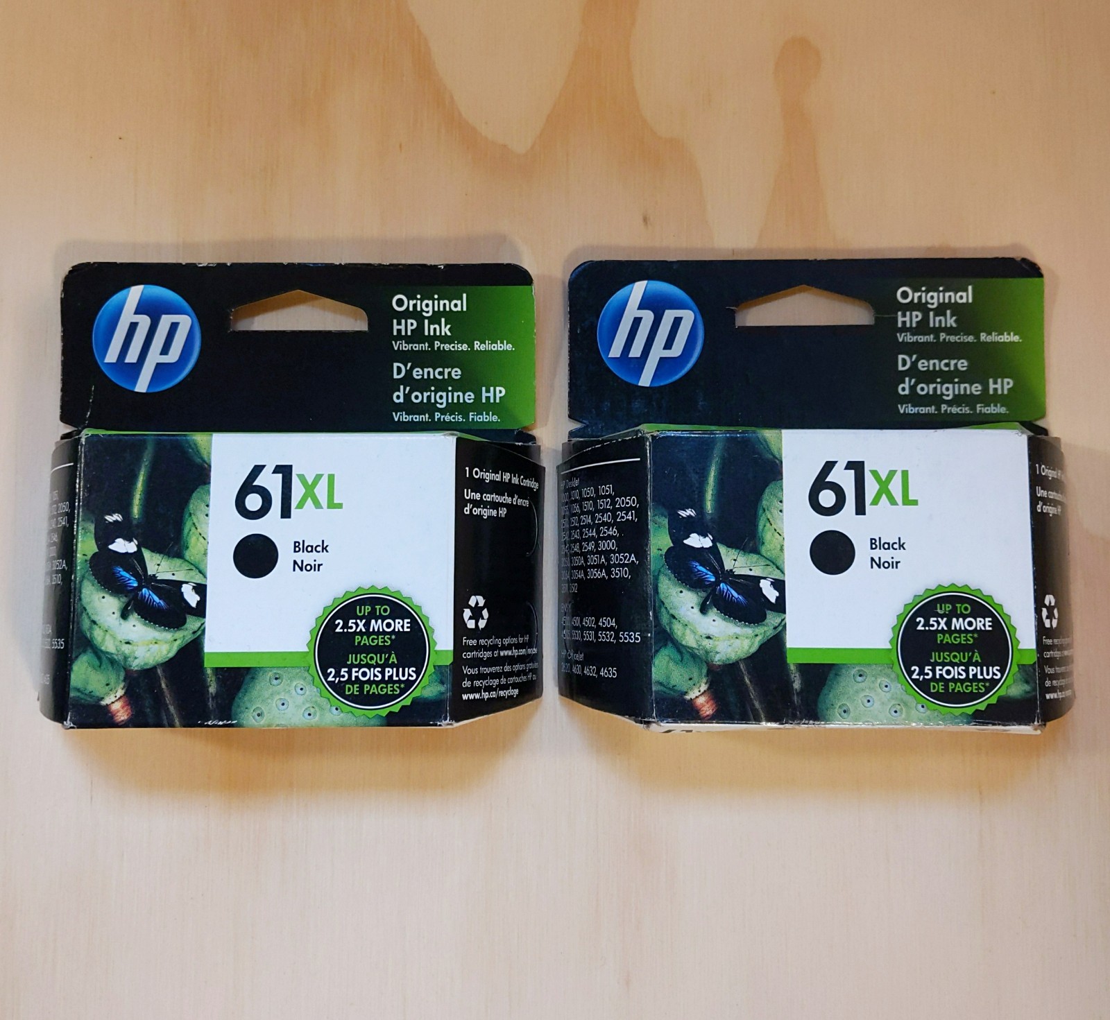 LOT (2) HP 61XL Black High Yield Ink Cartridges CH563WN Genuine New EXP 06/2023