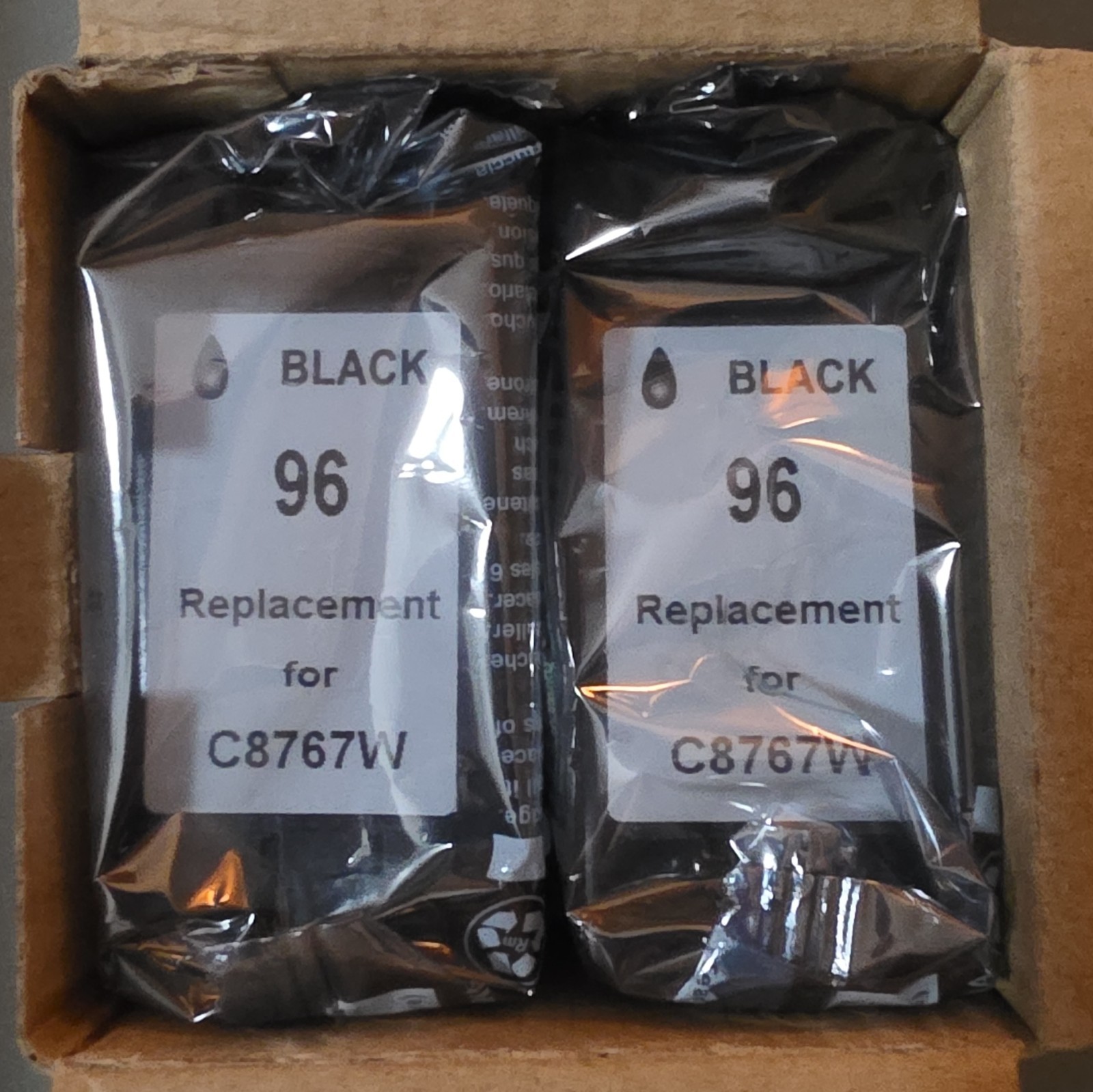 For HP 96 C8767W Black Inkjet Replacement Ink Cartridges 2 Pack 25ml
