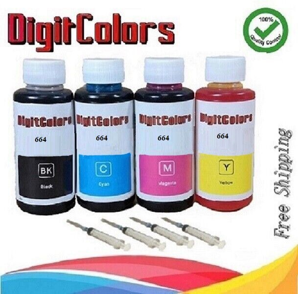 4x100ml Ink Refill for Epson T664 664 Ink for ET-2500 ET-2550 ET-2600 ET-2650