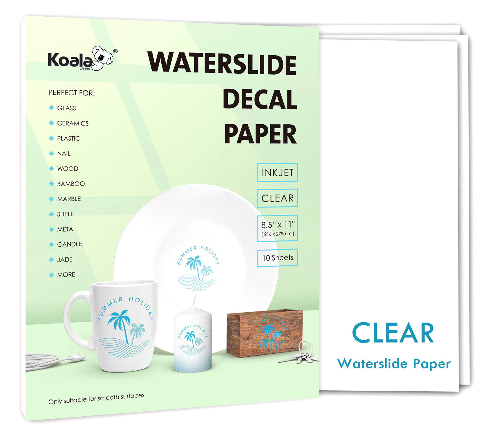 Koala Waterslide Decal Paper Inkjet Clear 30 Sheets Water Slide Transfer 8.5×11