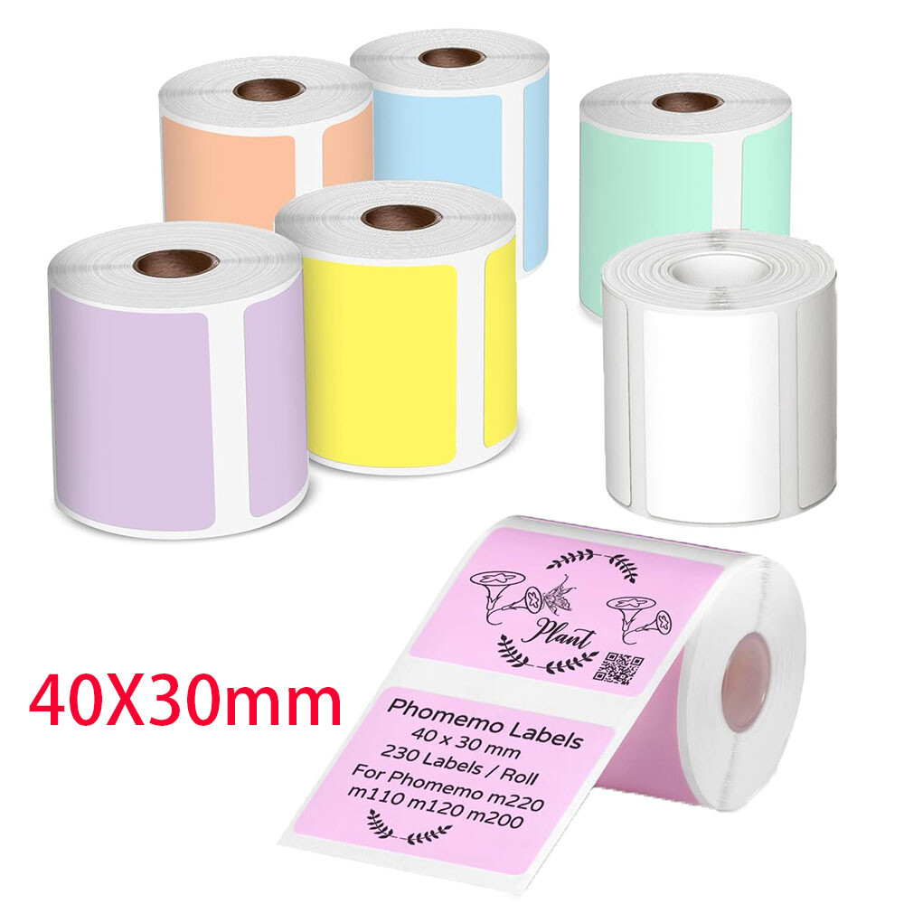 1 Roll 40x30mm Self-Adhesive Thermal Label Phomemo Printer Paper for M110/M200