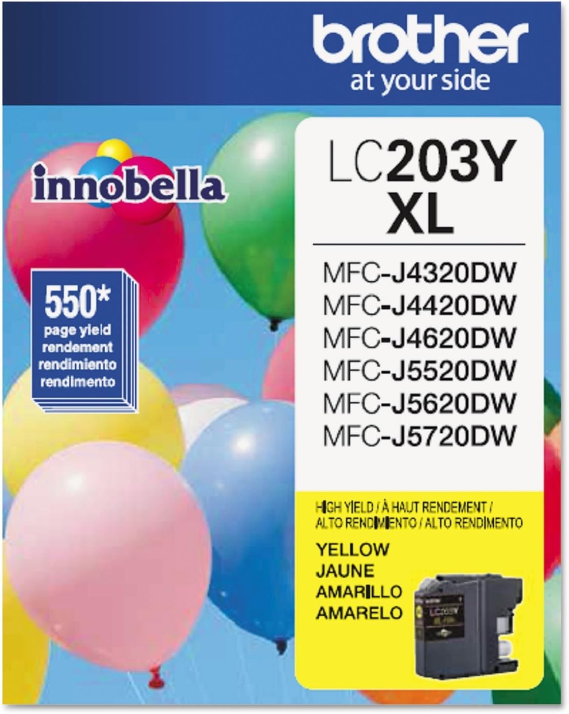 Printer LC203Y High Yield Ink Cartridge Yellow 550 Pages