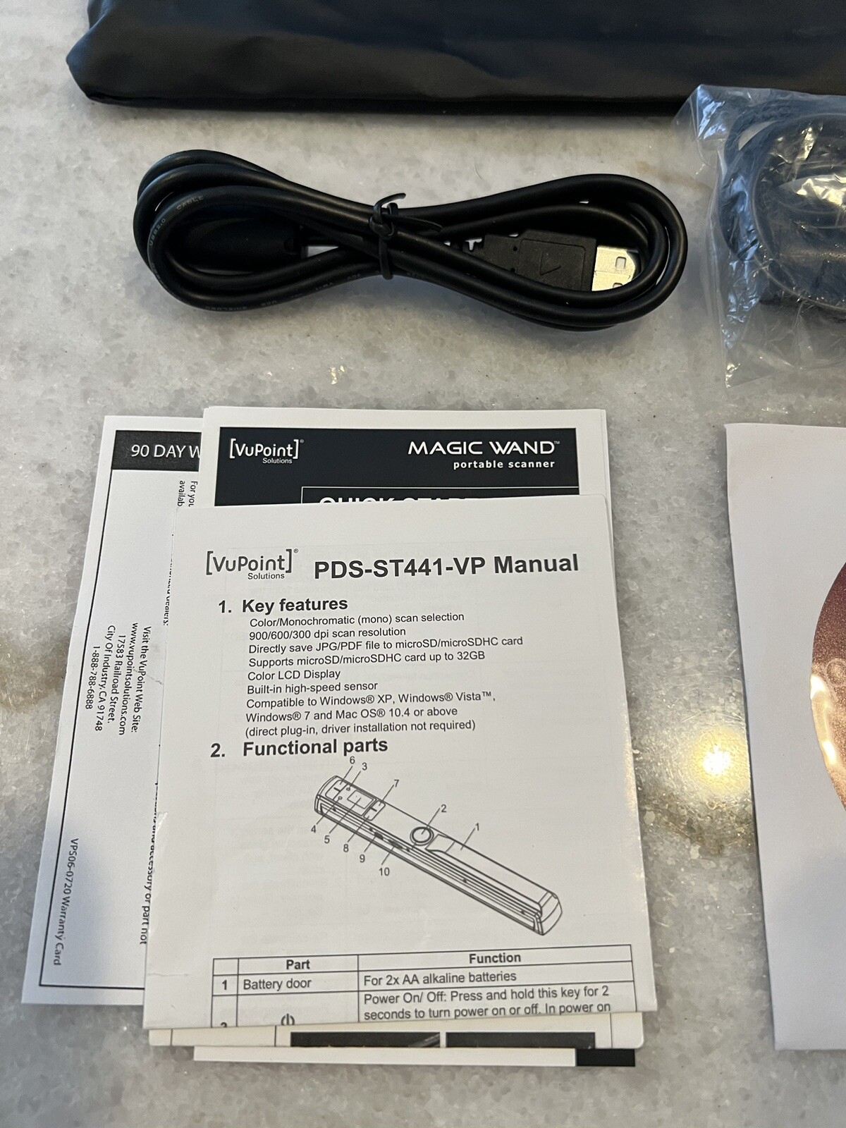 VuPoint Solutions Magic Wand WIFI II Portable Scanner Mem Card Software, USB