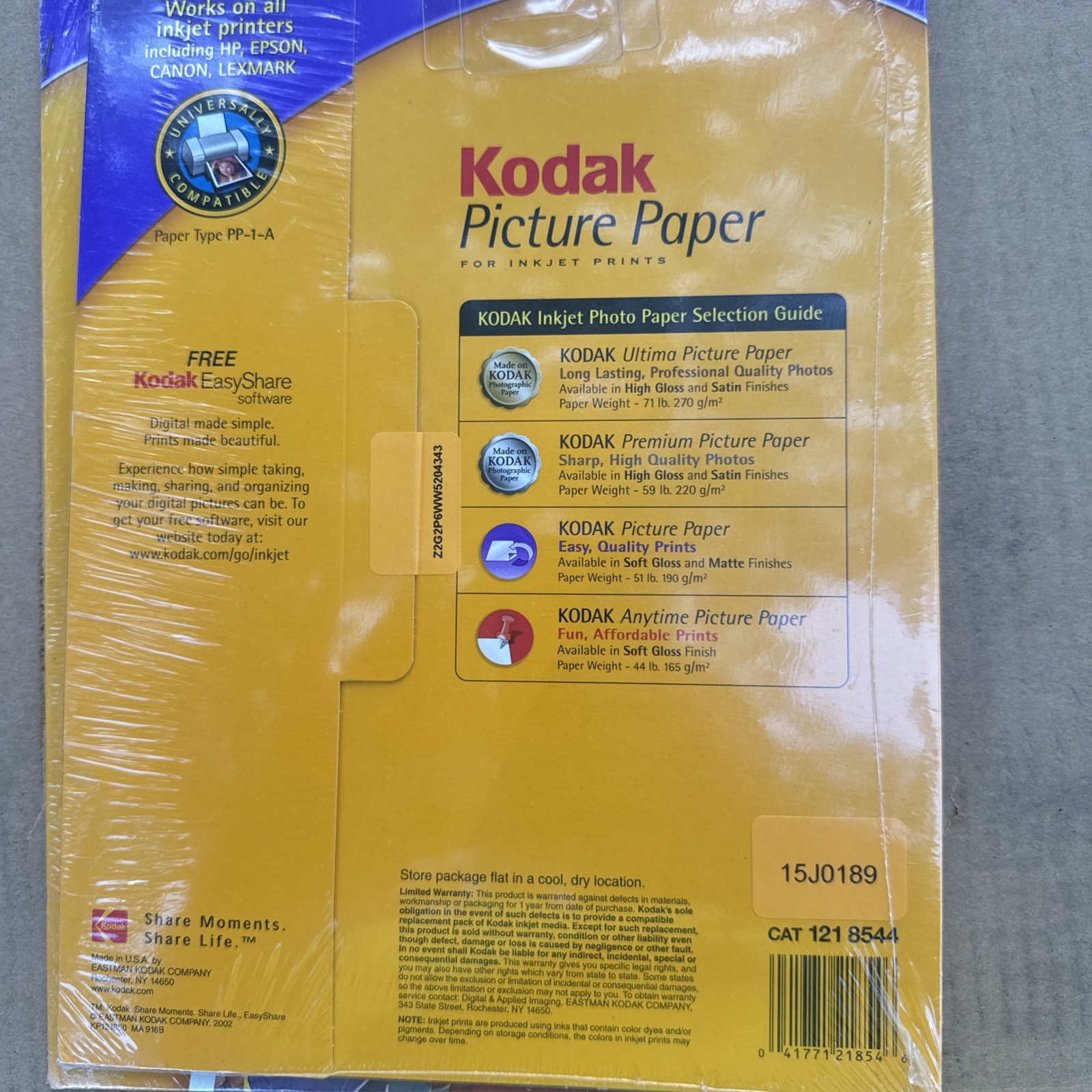 KODAK PICTURE PAPER FOR INKJET PRINTS 10 SHEETS SOFT GLOSS BRAND NEW SEALED
