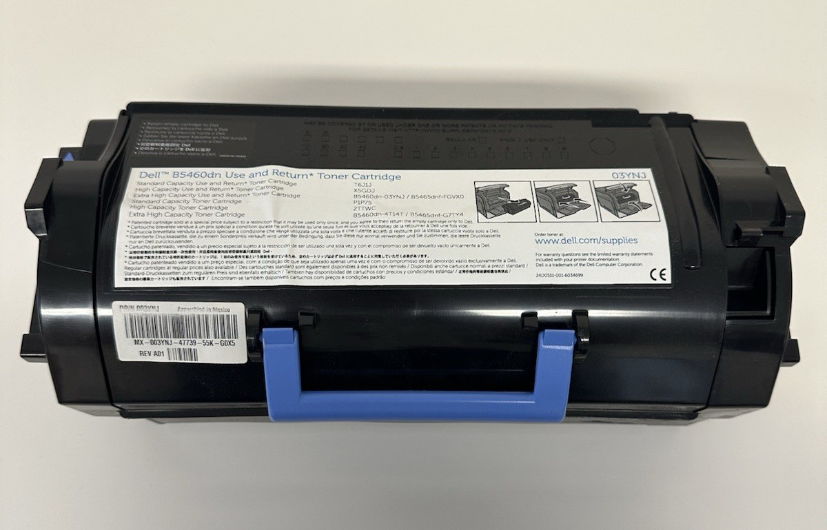 DELL B5460DN OEM BLACK TONER, 45,000 Pages High Yield, for Printer (03YNJ)