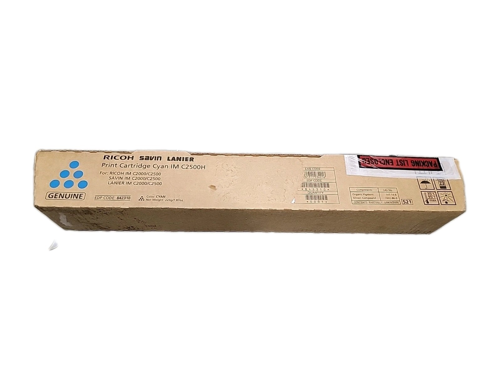 Genuine Ricoh 842310 IM C2500H Cyan Toner Cartridge in Retail Packaging