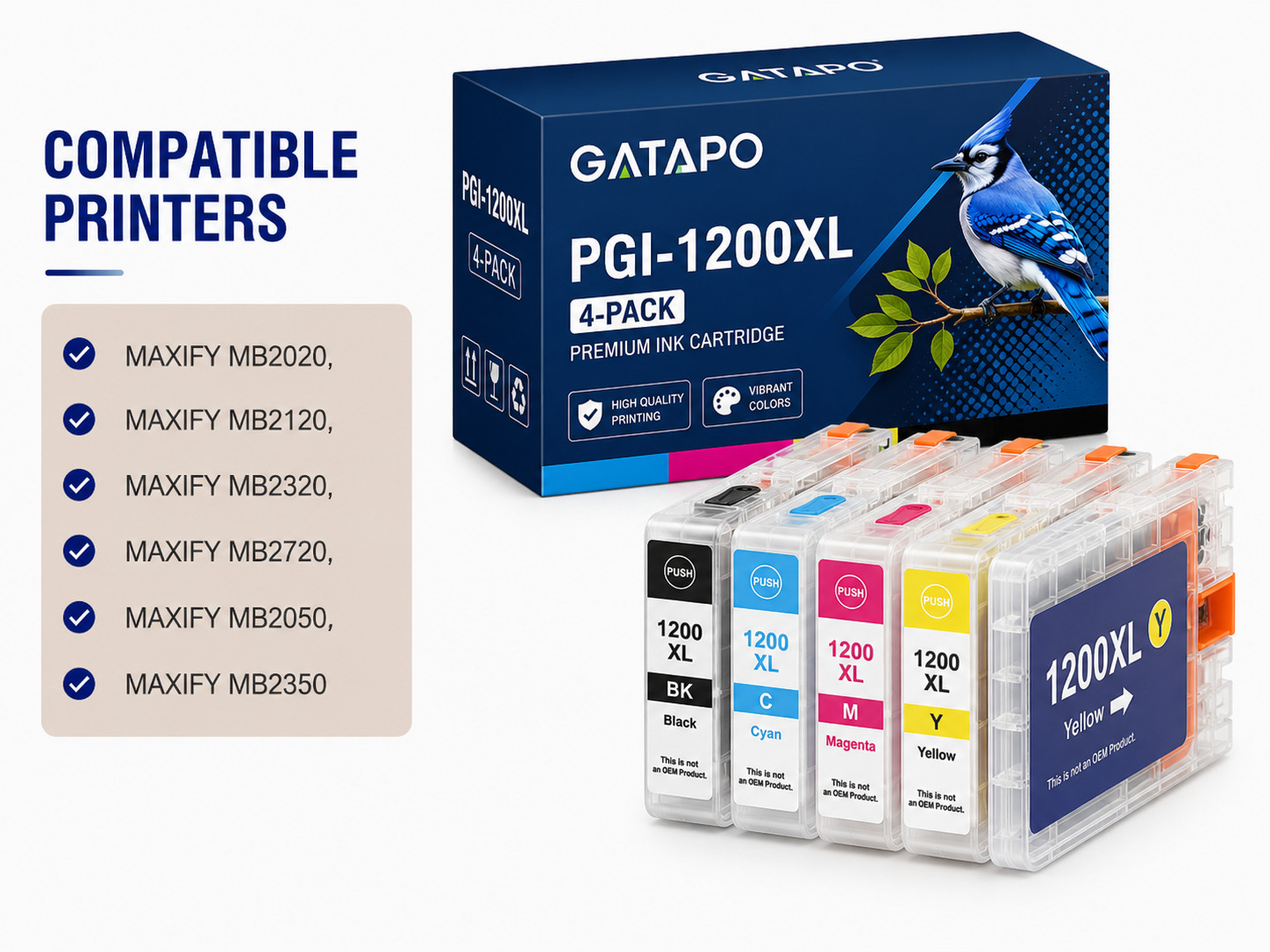4PK PGI-1200 Ink Cartridge for Laser Printer MB2020 MB2120 MB2720 MB2050