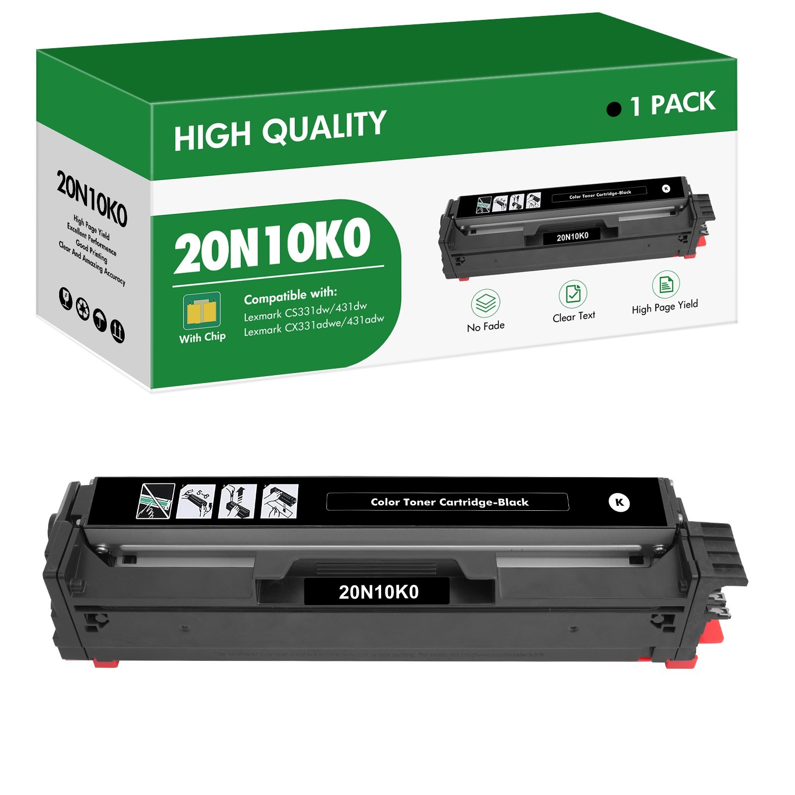 [With Chip] 20N10K0 Toner Cartridge For Lexmark CS331dw CS431dw CX331 CX431adw