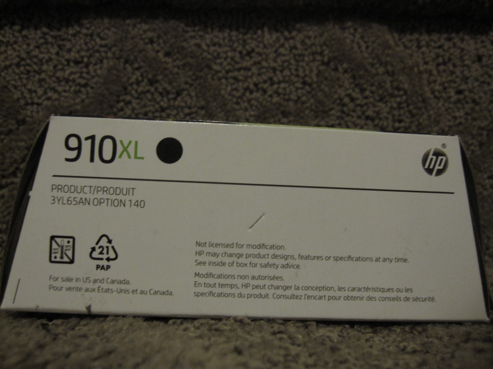 HP 3YL65AN Black Color Ink Cartridge Genuine OEM NEW # 910XL 910 DEC/2026