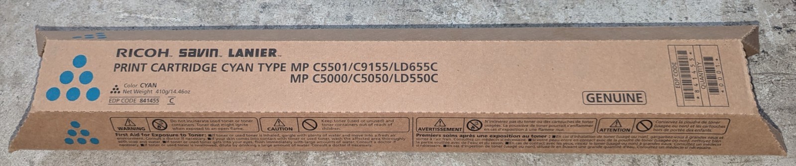 Genuine Ricoh Type MP 841455 Cyan Toner Cartridge Ricoh/Savin/Lanier MP C4000