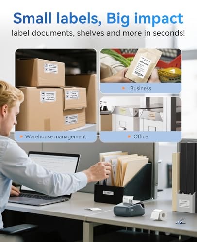 B1 Label Maker Machine with Tape, Thermal Label Printer Easy Blue Printer+Tape