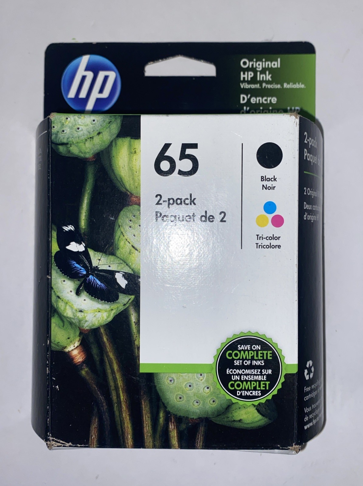 Exp: 07/23 HP 65 (T0A36AN) Black & Tri-color Original Ink Cartridges
