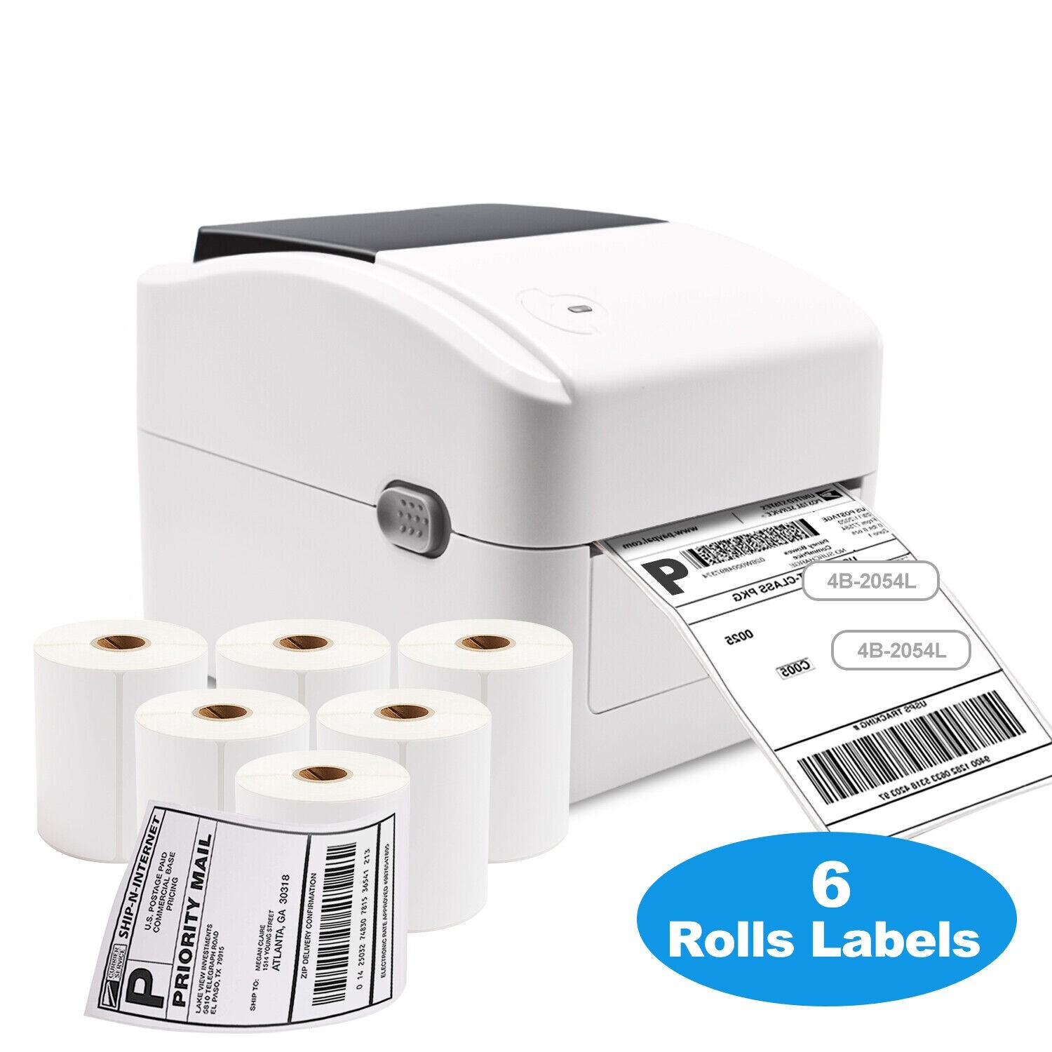 Shipping Label Printer, Thermal Direct/ 4×6 in 350 labels x 6 rolls,Win/Mac