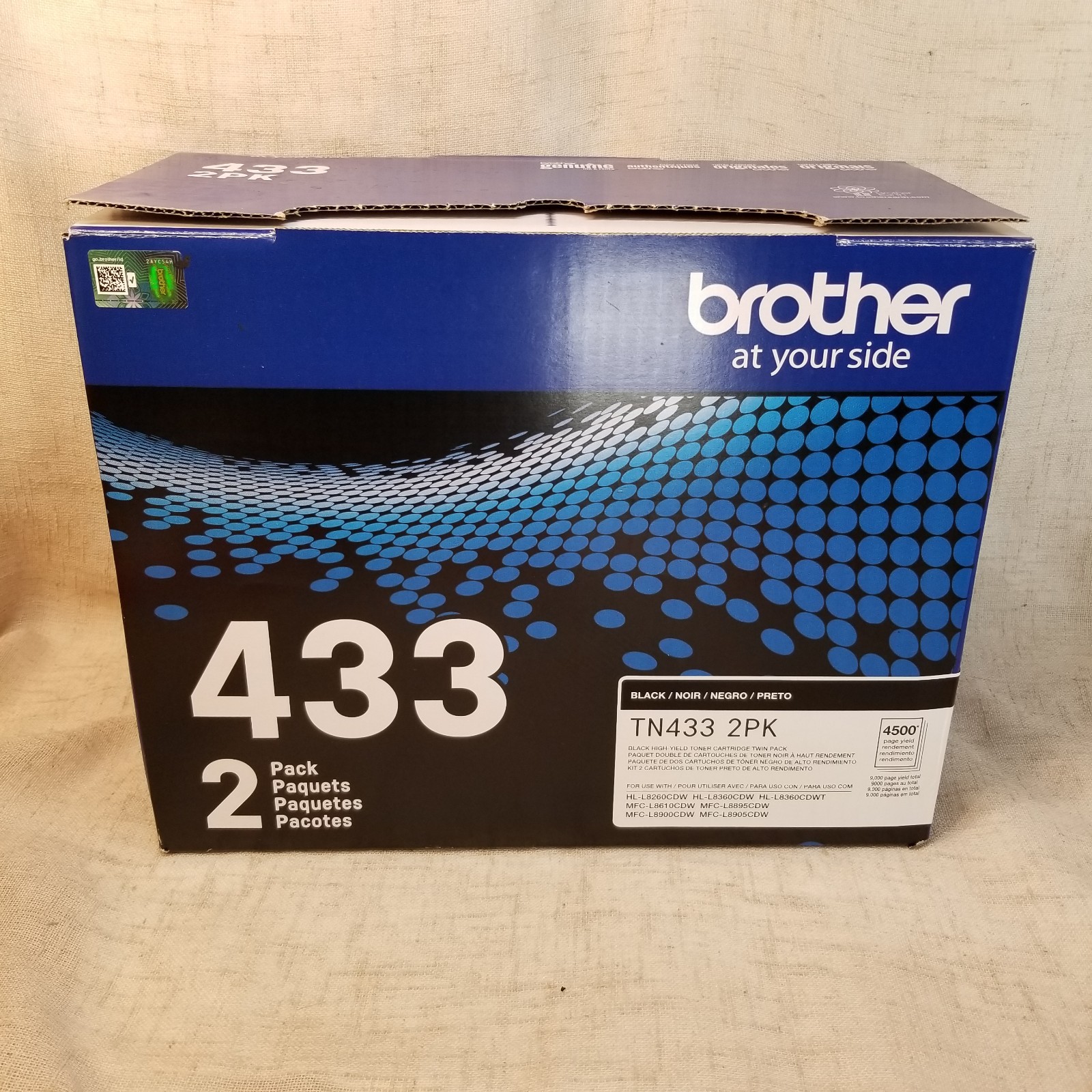 NEW GENUINE – BROTHER TN433BK 2-PACK BLACK TONER – TN4332PK – SEALED BAGS