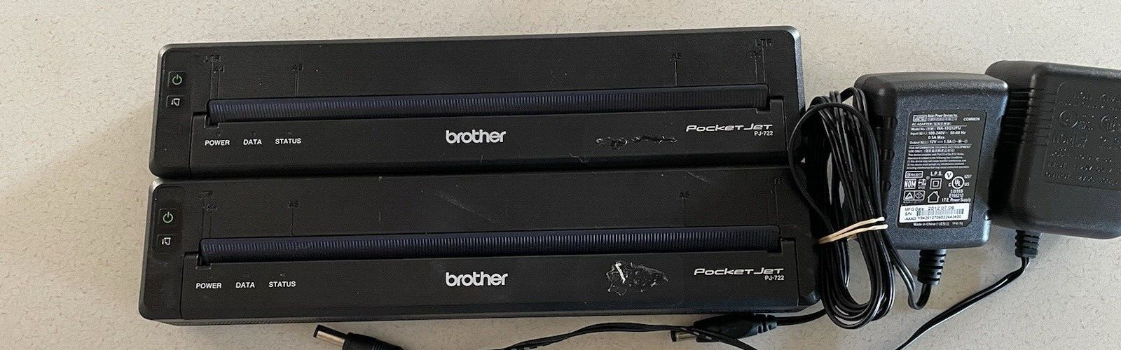 Lot Of 2- Brother PocketJet PJ722 Direct Thermal Printers- Not working FOR PART
