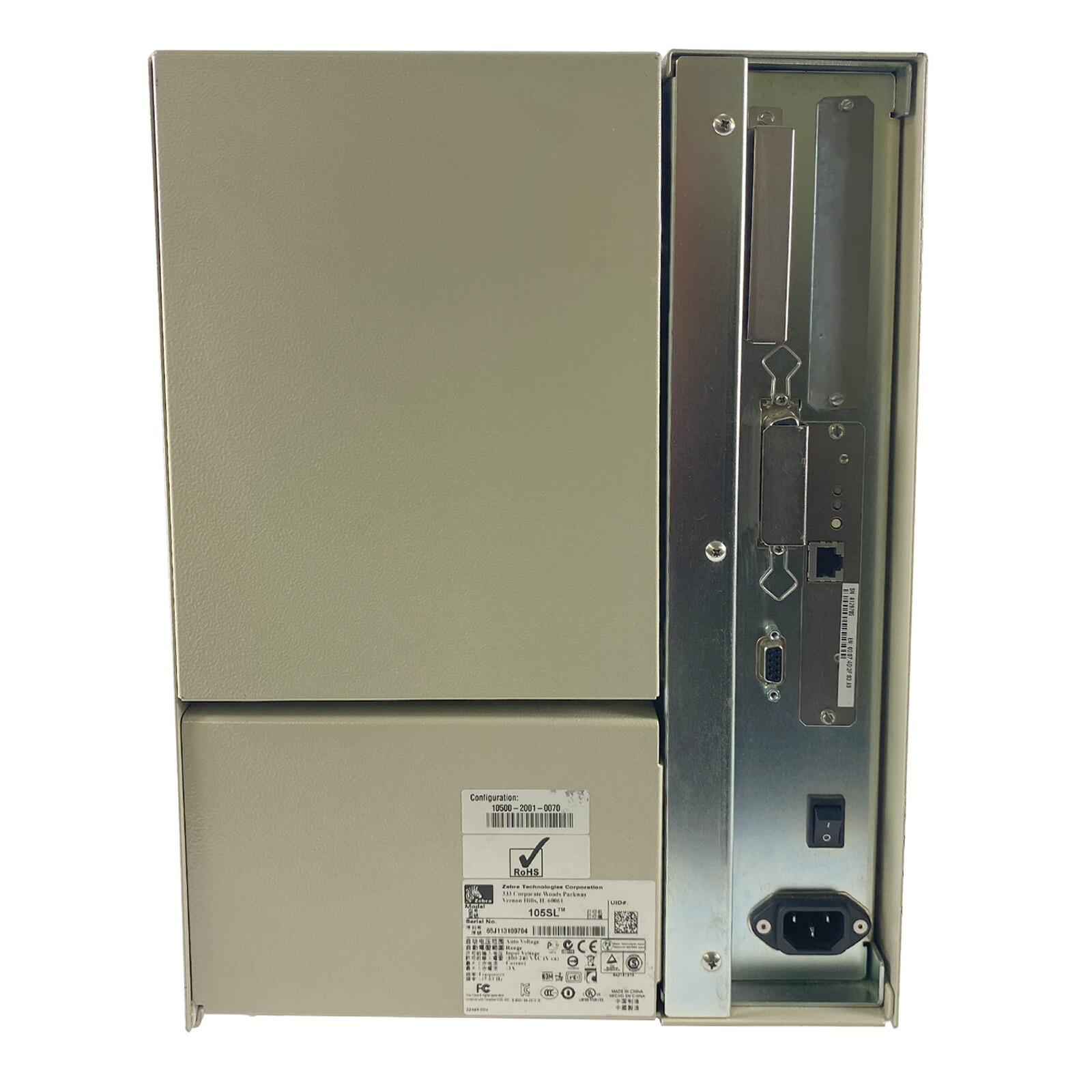 Zebra 105SL Thermal Transfer Industrial Barcode Label Printer LAN Serial