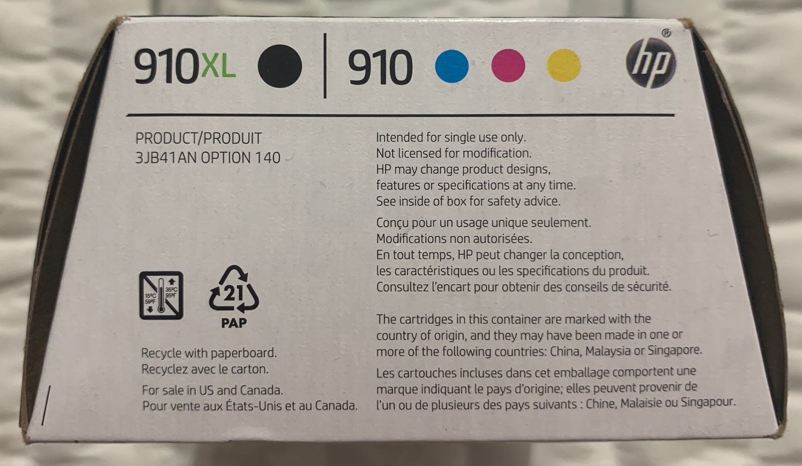HP 910XL Black & 910 Color Ink Cartridges 3JB41AN (3YL65AN & 3YN97AN) Exp 2024+