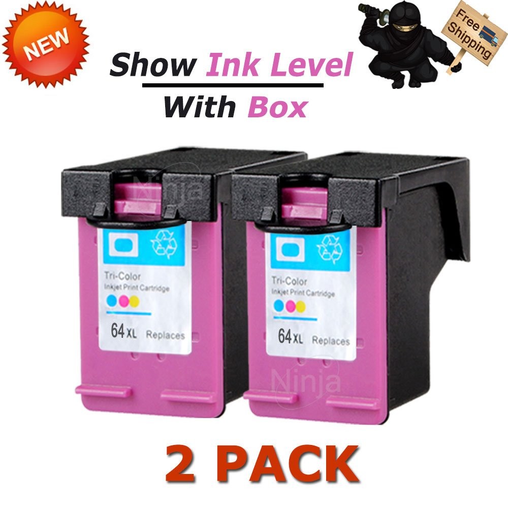 2-pk 64 XL For HP 64XL Color Ink Cartridge Envy 6255 7155 7855 Printer N9J91AN