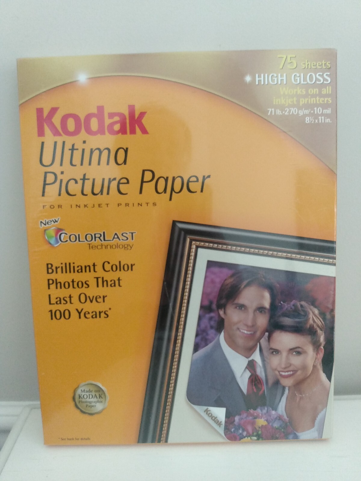 KODAK Ultima Picture Paper High Gloss 75 Count 8.5×11 in Sheets New Sealed