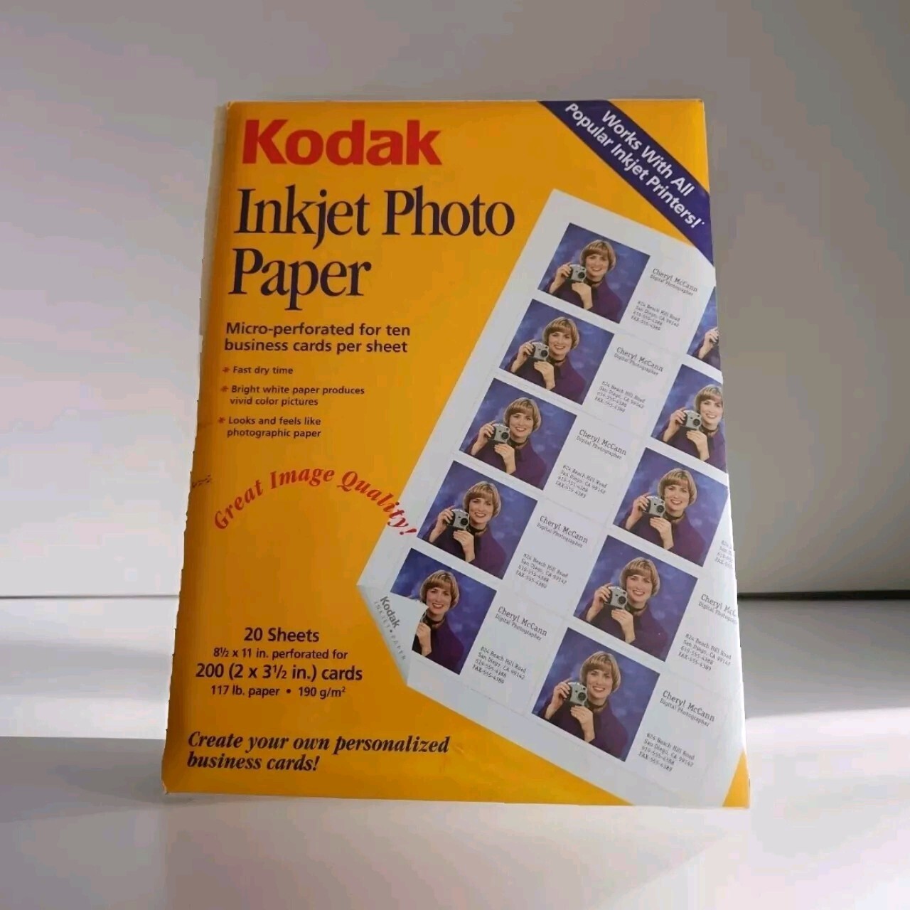 Kodak inkjet Photo Paper Micro-perforated For Ten Business Cards 20 Sheets
