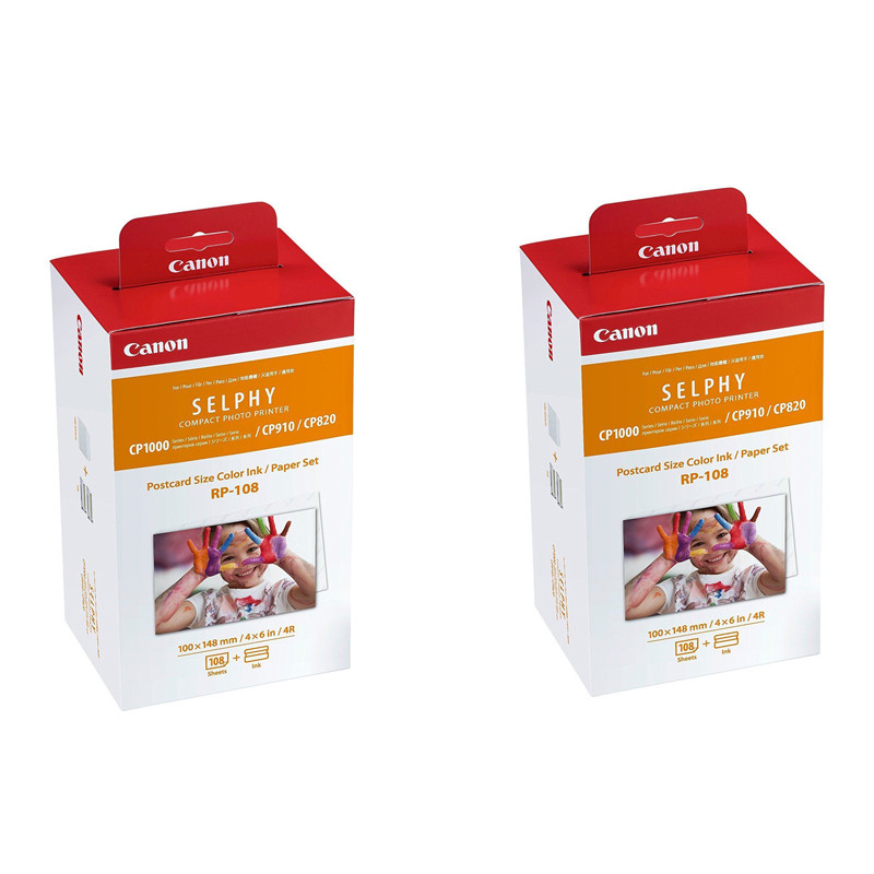 2 x Canon SELPHY CP1500 CP1300 CP1200 CP910 RP-108 4×6 Paper/Ink, 108 Sheets