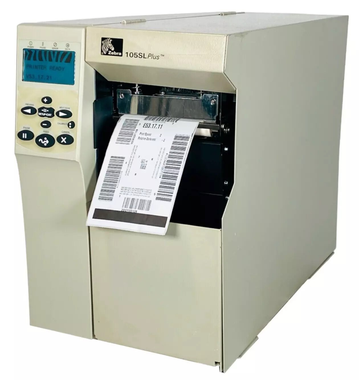 Zebra 105SL Plus Thermal Transfer Label Printer Peeler Rewinder LAN USB Serial