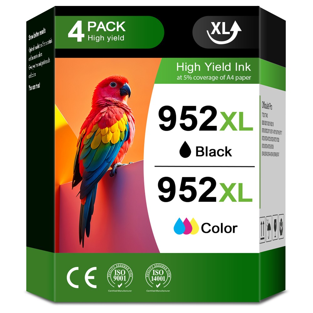 Printer Ink 952 XL 952XL Ink Combo Pack for HP OfficeJet Pro 8710 8715 8720 -4PK