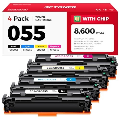 Toner Cartridge Set 4-Pack Compatible for Canon 055H – Black, Cyan, Yellow, Mage