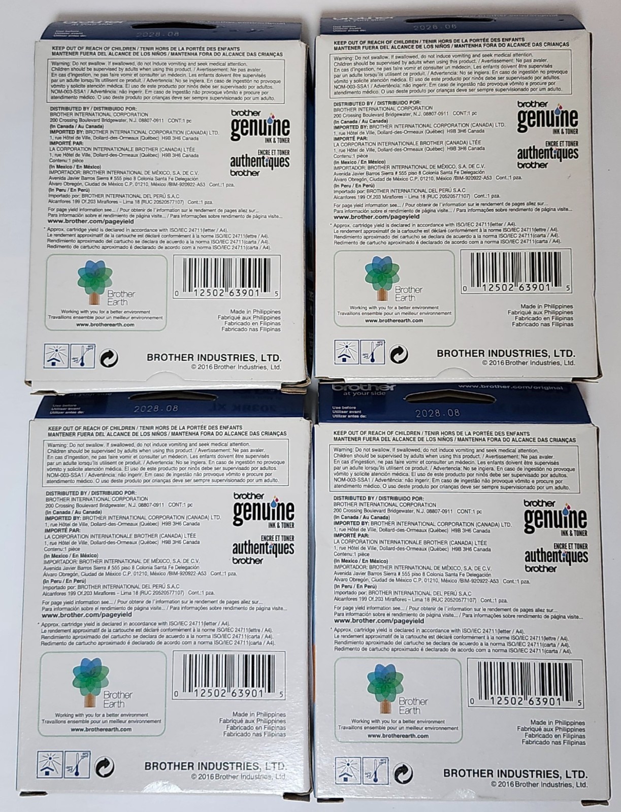 Brother LC203BK XL Black Ink Cartridges – Exp 08/2028 Genuine OEM 4 Pack New