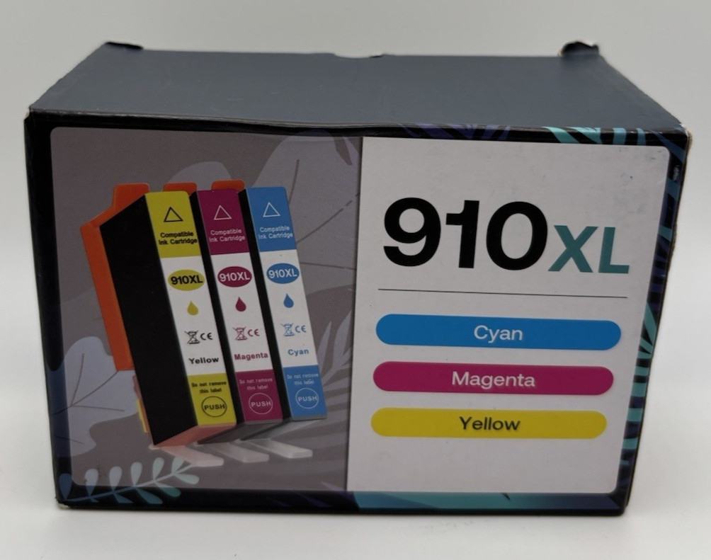 910 XL Ink Cartridges 3 Pack Cyan Magenta Yellow. Exp.3/2026