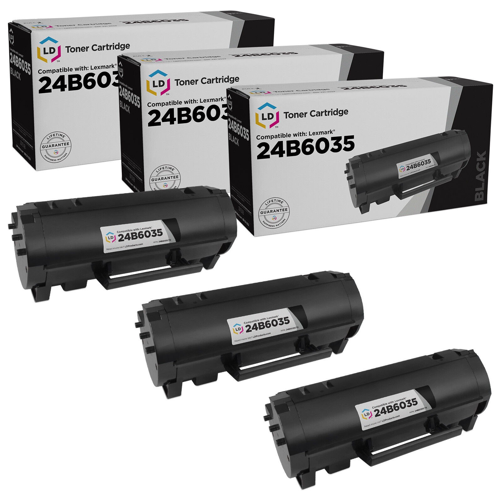 LD Compatible Lexmark 24B6035 Black Toner 3-Pack for use in M1145 & XM1145