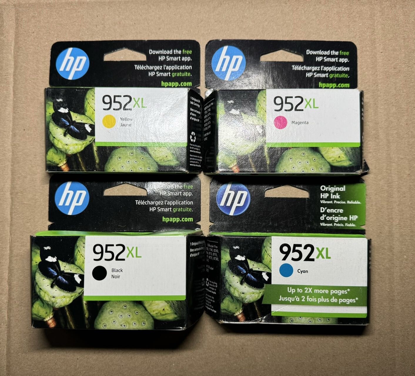 Genuine HP 952XL Black 952XL Cyan Magenta Yellow Ink Cartridges Sealed 2023-2025