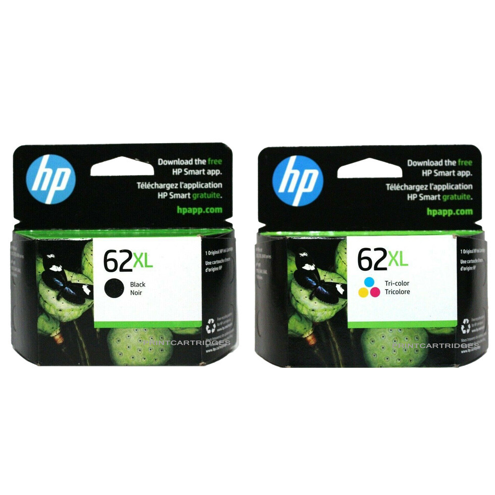 Genuine HP 62XL Combo Set Black and Color Ink Cartridges in Retail Box