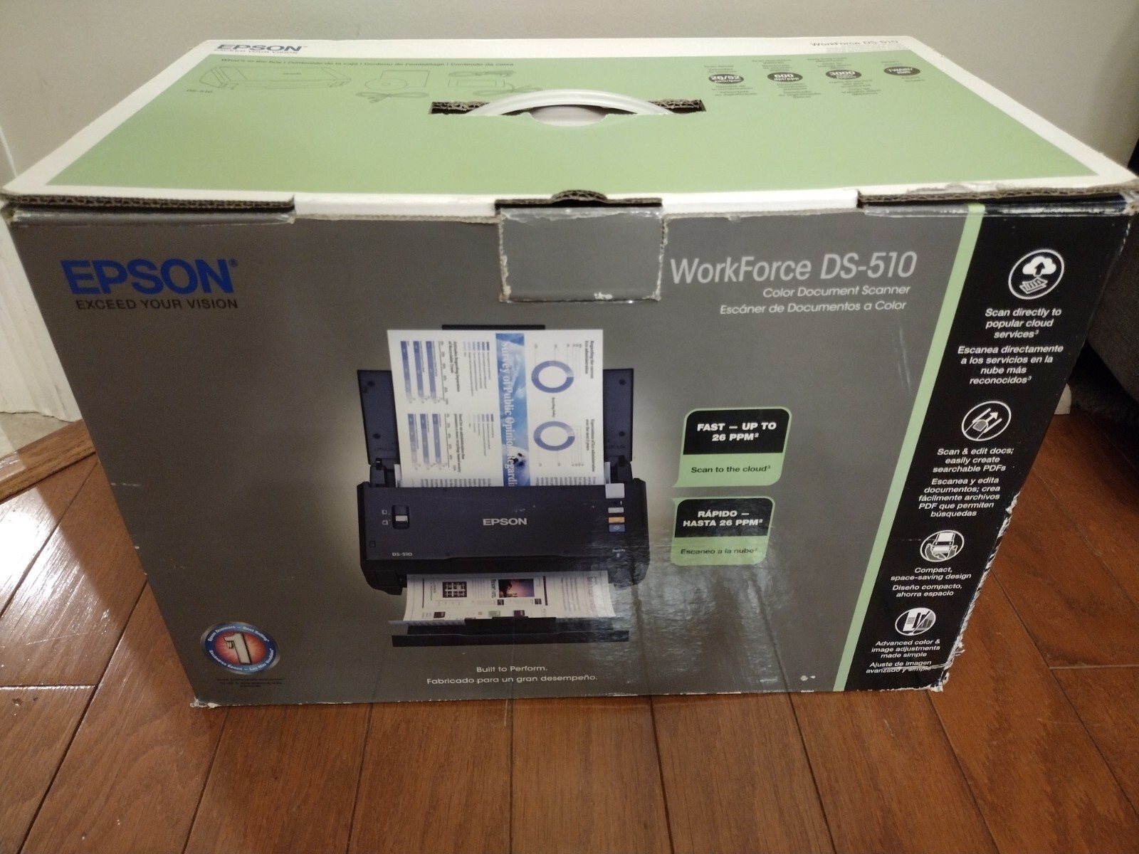 Epson WorkForce DS-510 Compact Color Document Scanner 26 PPM New With Open Box