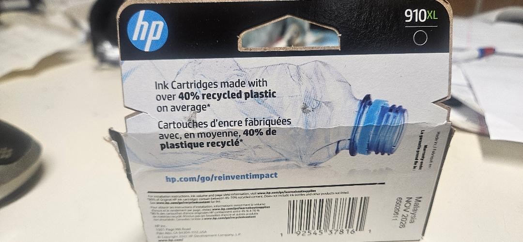 HP 910XL Black High-Yield BOX OPEN NEW INK Exp 11/2026+