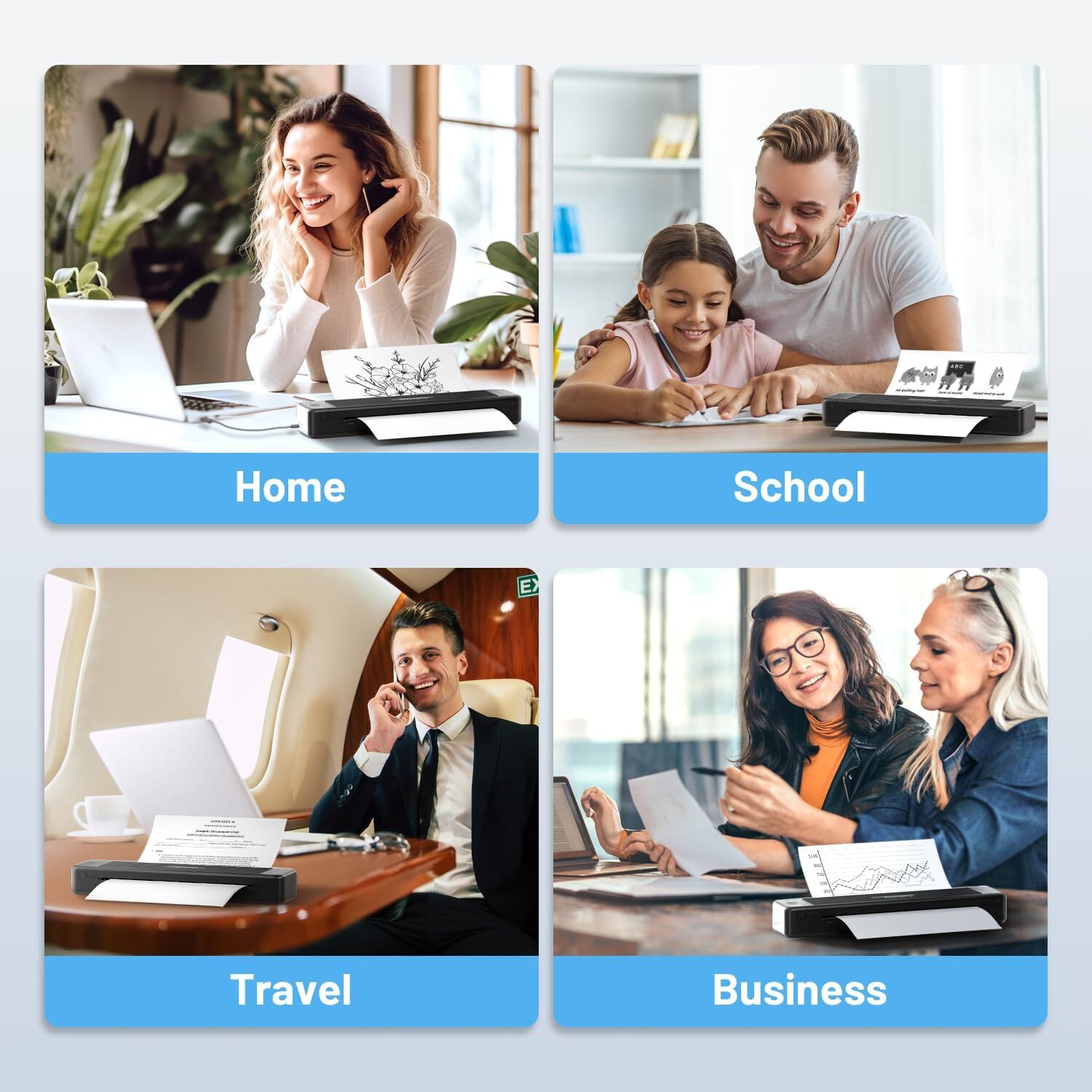 Thermal A4 Portable Printer Wireless Inkless for US Letter & Normal A4 Paper