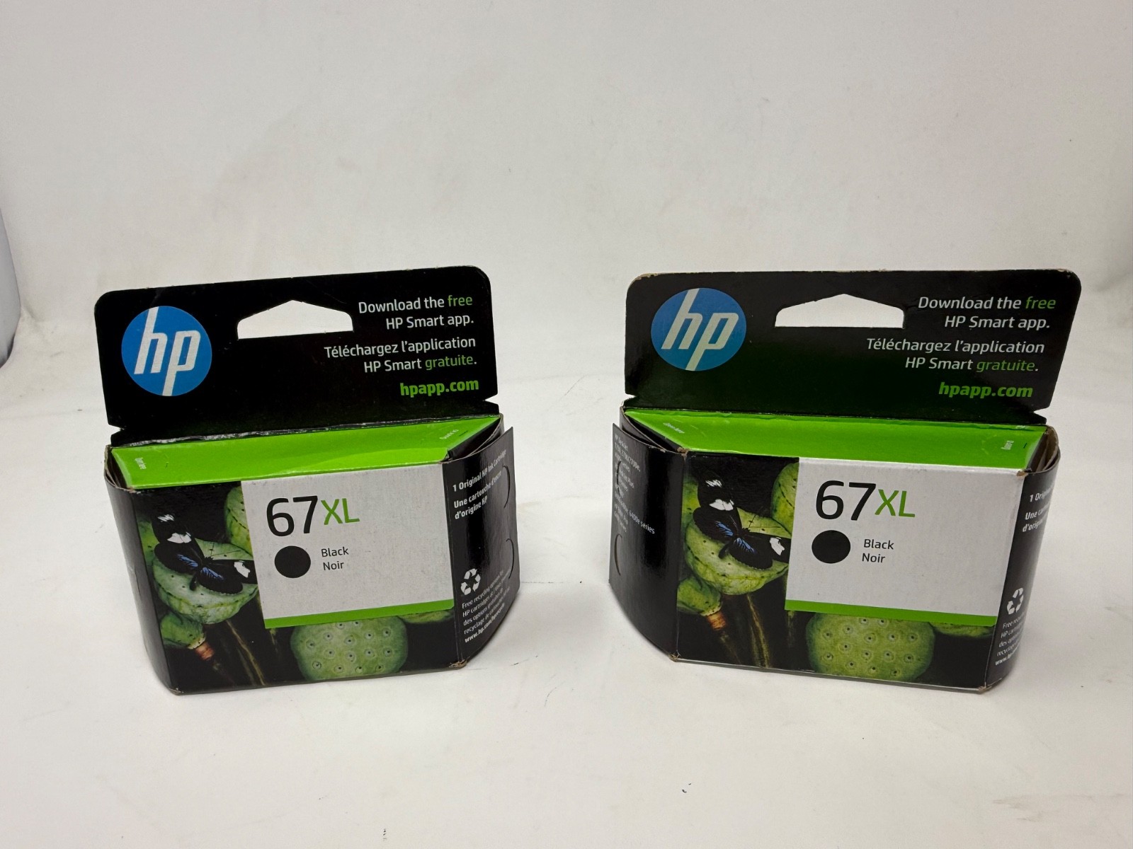 Lot of 2 HP 67 XL Black Ink Cartridges