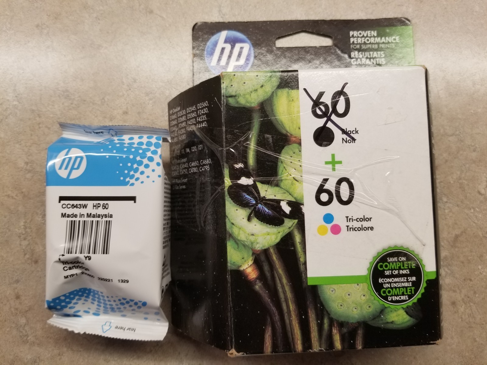 HP 60XL Ink Cartridge – Tri Color – New Sealed Feb 2024 60 XL