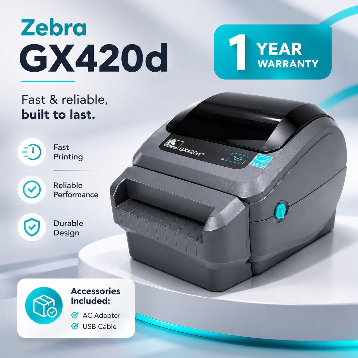 FULLY TESTED🩵Zebra GX420d (ZP450 Replaces) DT Barcode Label Printer Cutter USB