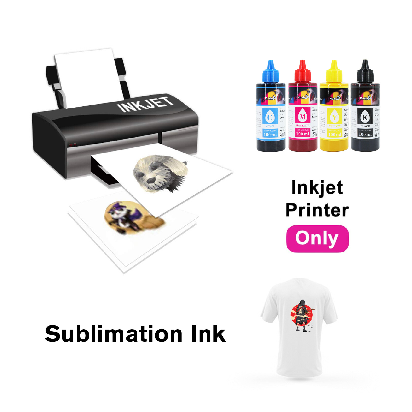 Bundle Kit A-SUB Sublimation Paper 150 Sheets 105g + Koala Sublimation Ink 400ML