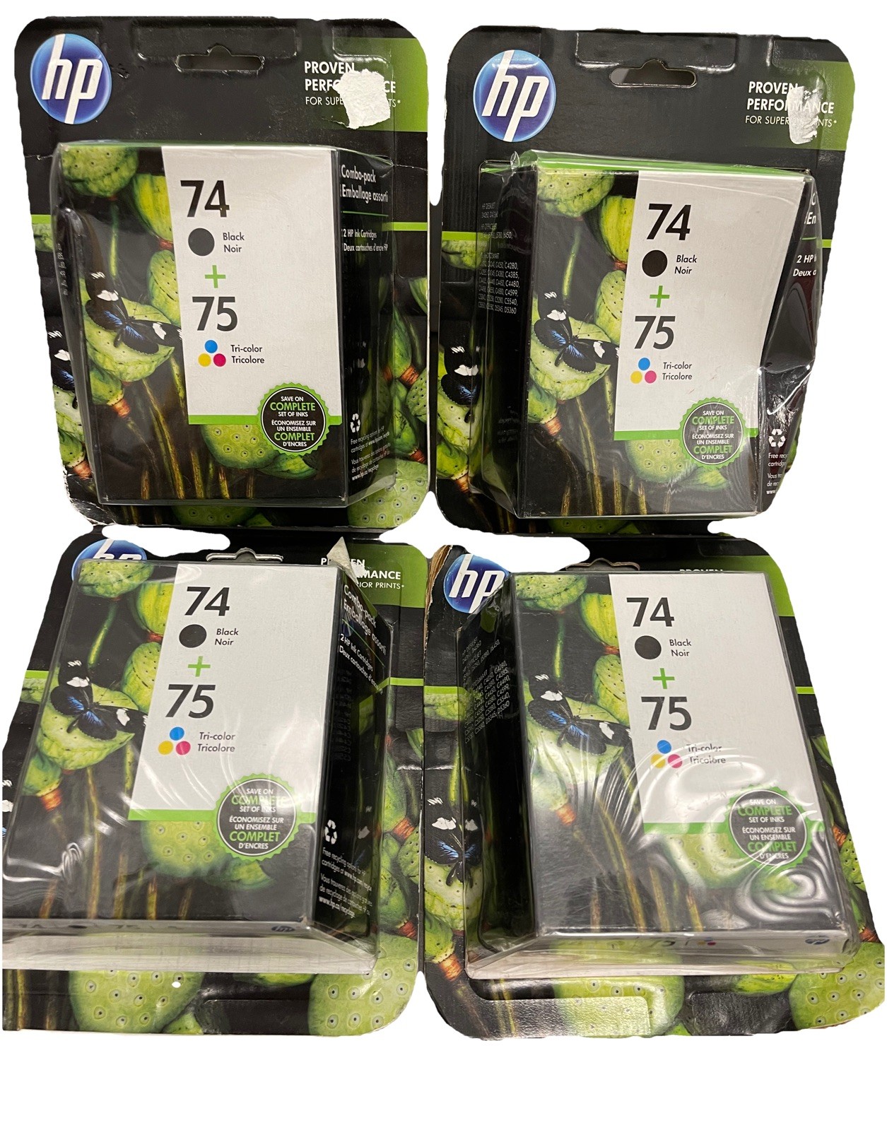 HP 74 Black & 75 Tri-Color Ink Cartridge Combo-Pack OEM Sealed Exp 2016 – 4 PK