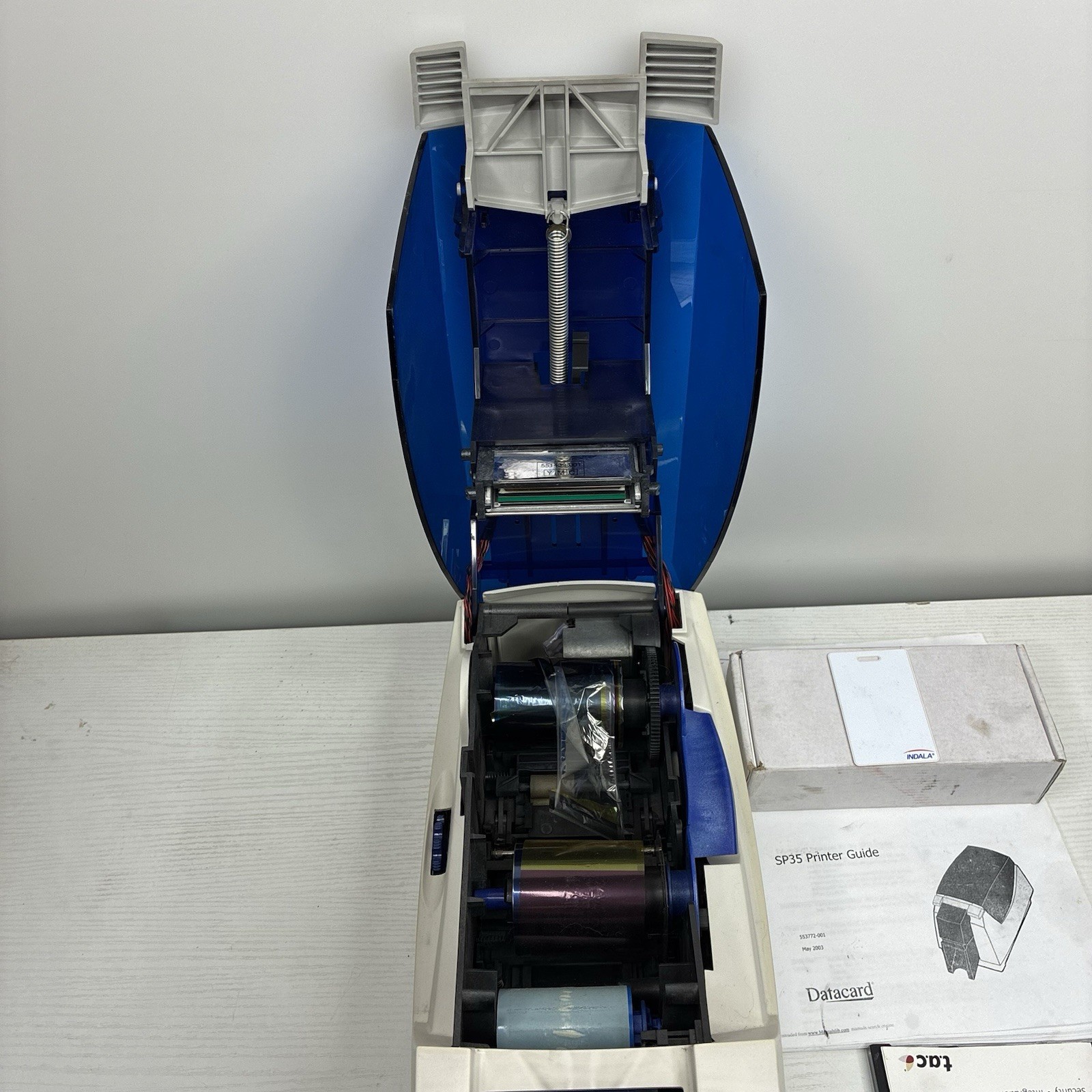DataCard SP35 Plus Thermal Transfer One Sided Color ID Card Printer w/Extras