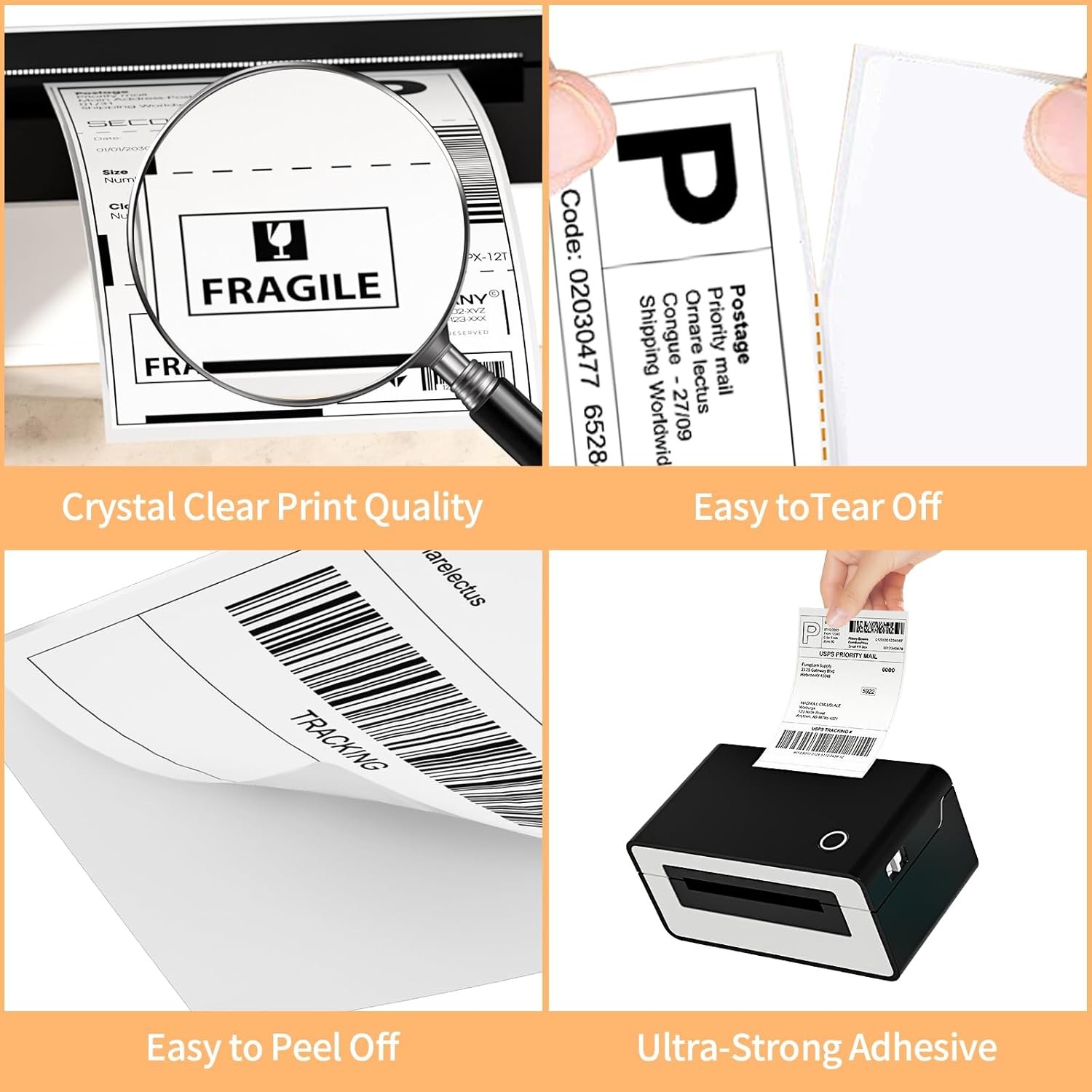 4×6 Direct Thermal Labels 6 Rolls 250 Labels/Roll 4 Inch x 6 Inch Thermal