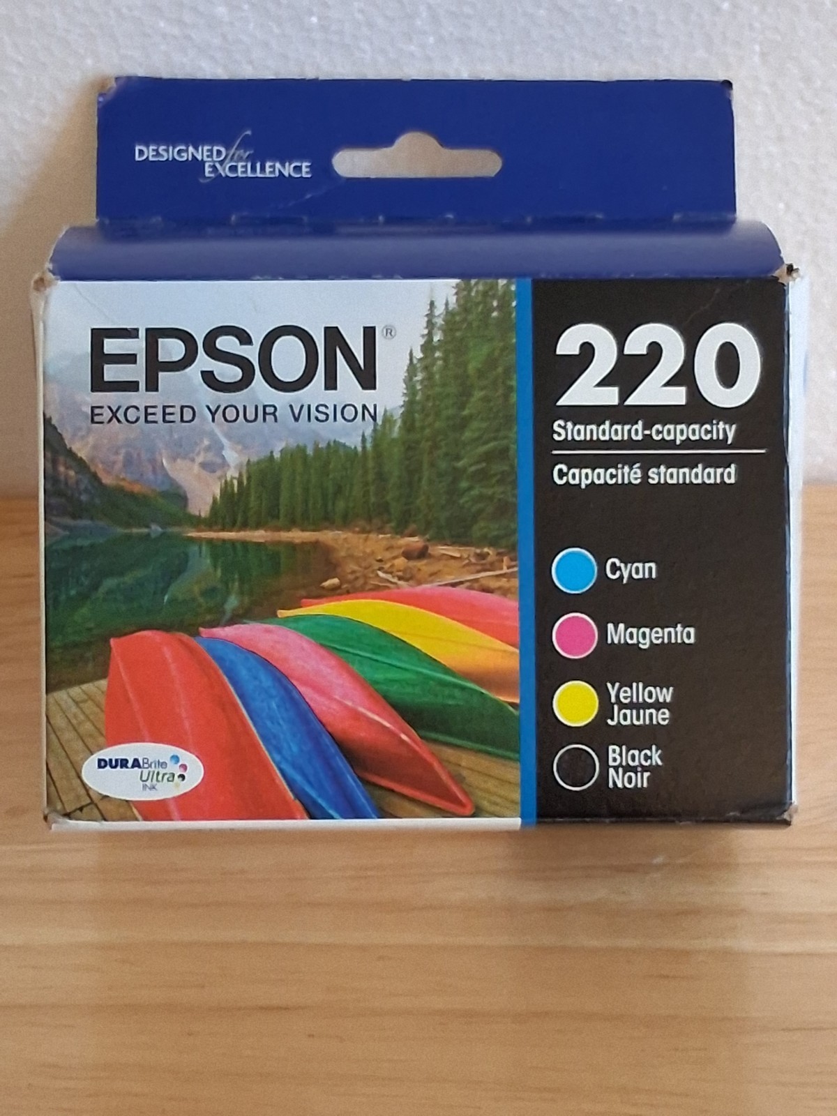 Genuine Epson 220 Black Cyan Magenta Yellow Standard Ink Cartridges Exp 11/2026
