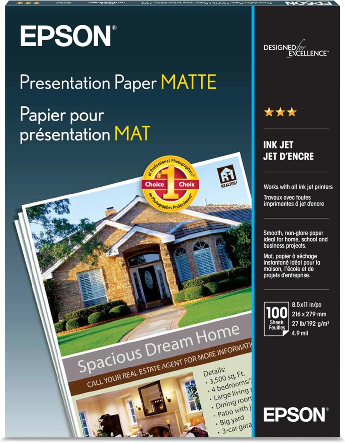 Presentation Paper Matte, 8.5 X 11 Inch, 100 Count (S041062), White