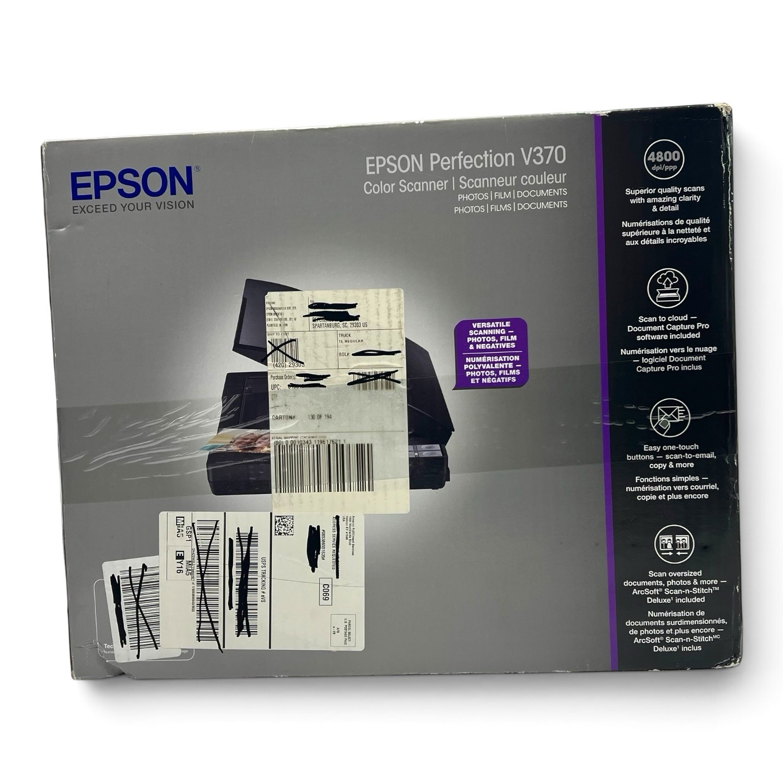 Epson Perfection V370 Photo Slide and Film Scanner 4800 DPI New Open Box