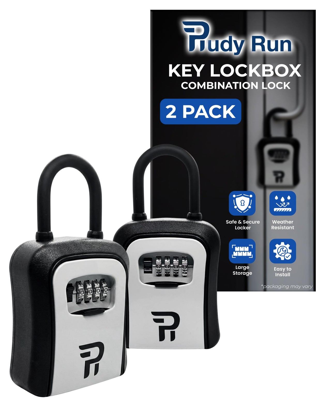 Key Lock Box 6.7 in 2 Pack Outdoor Portable Combination Safe RRLB00001 Rudy Keys