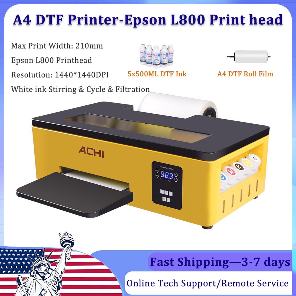 A4 Epson L800 Head DTF T-Shirt Printer Flatbed Inkjet Printer & 5x500ML DTF Ink