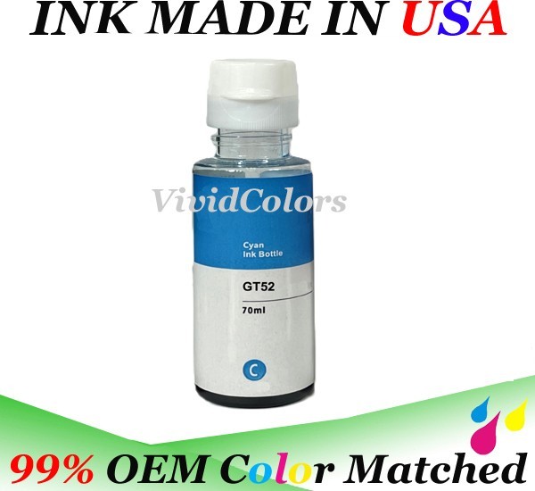 Vivid Colors Non OEM Cyan Refill Ink bottle 70ml for hp GT5810 GT52 C GT 52