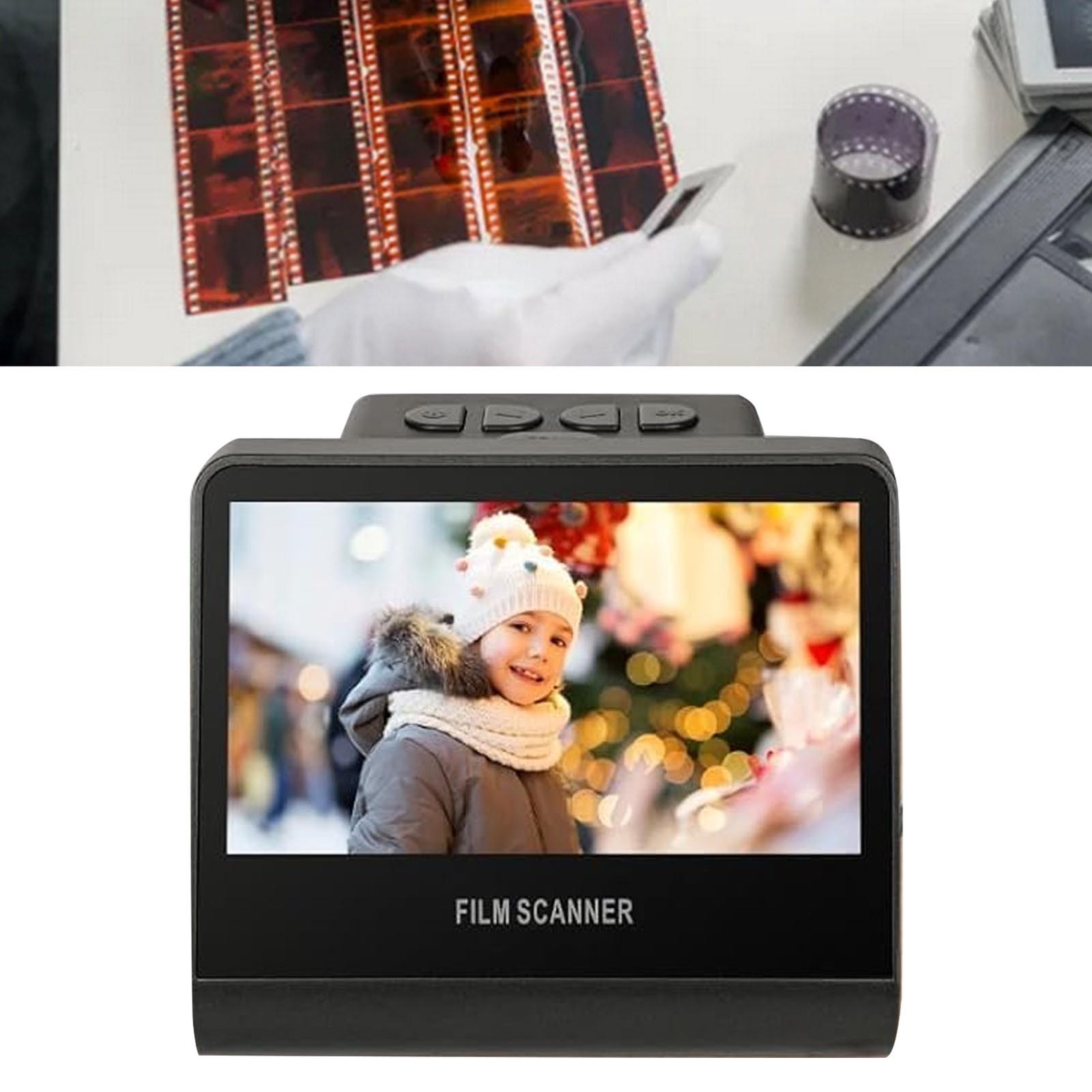 Film Scanner Digital 22MP 5in LCD Screen 16GB Memory Convert Black Negative HTCZ